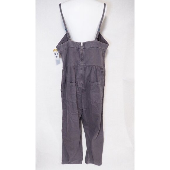 Postmark Equinox Gray Cotton Linen Cropped Apron Jumpsuit, Size XL - Picture 3 of 12